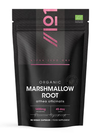 ALPHA01 Organic Marshmallow Root 1400mg - 90 Vegan Capsules - Potent Althea Officinalis Supplement - 45 Day Supply - Resealable and Recyclable Pouch - By Alpha01