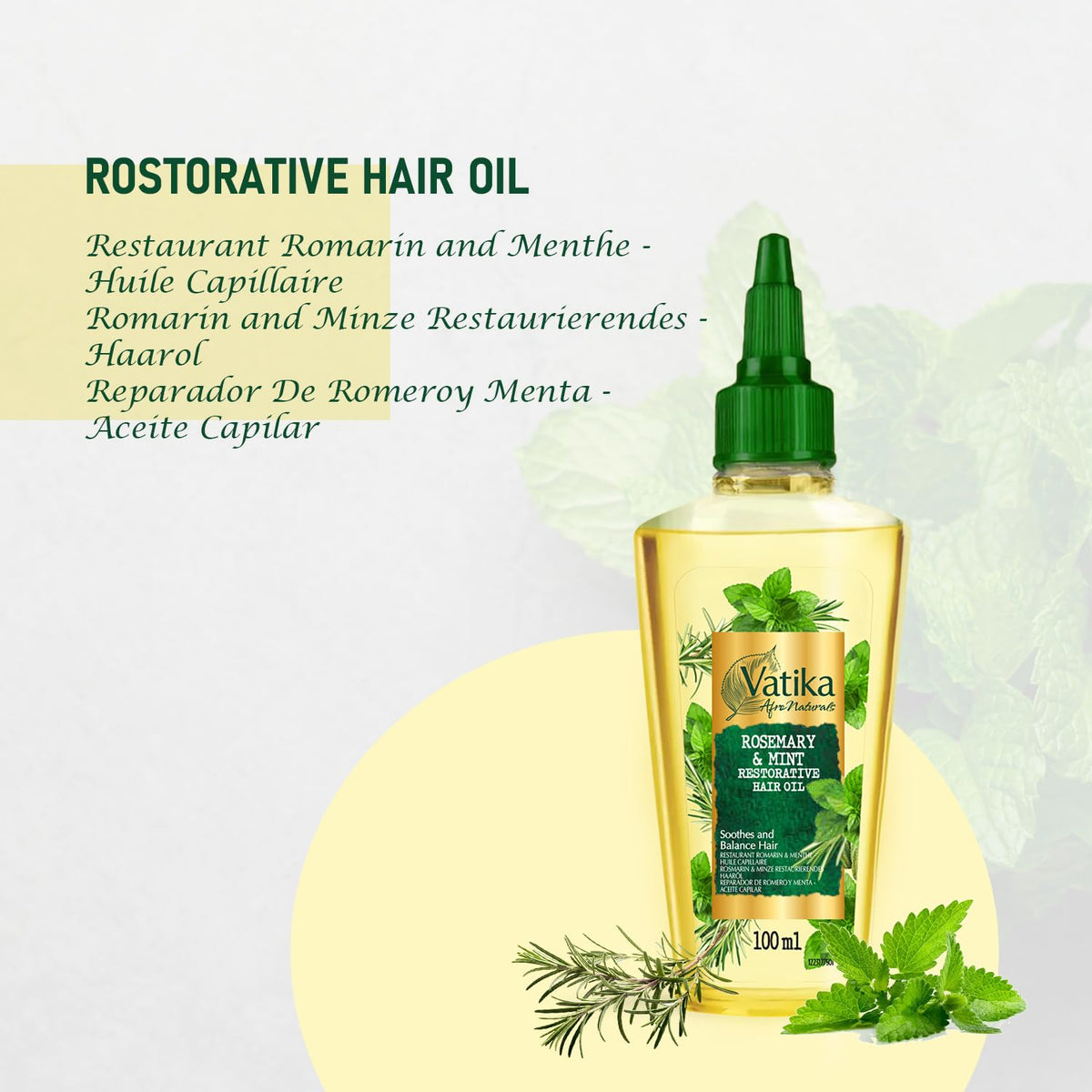 Vatika Naturals Vatika Afro Naturals Rosemary & Mint Restorative Hair Oil - 100 ml | Balances, Soothes, & Nurtures Hair With Natural Blend