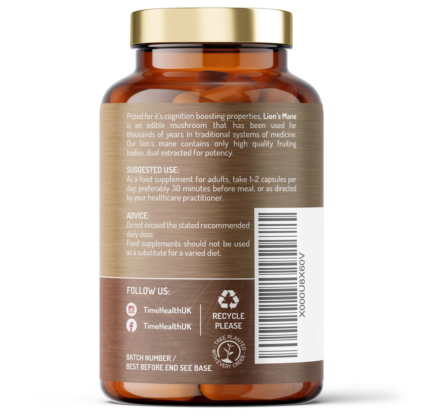 Lions Mane High Strength Extract - 50% Polysaccharides / 30% Beta 1,3/1,6 D Glucan - No Fillers, Binders or Flow Agents - 3rd Party Tested - UK Made (120 Capsule Pouch)