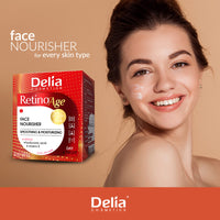Delia Cosmetics - Retinoage - Face Cream – Retinol, Q10, Shea Butter, Macadamia Oil, Aloe Vera Gel, Vitamin E – Firming, Nourishing, Anti Aging, Day & Night Cream - 50ml