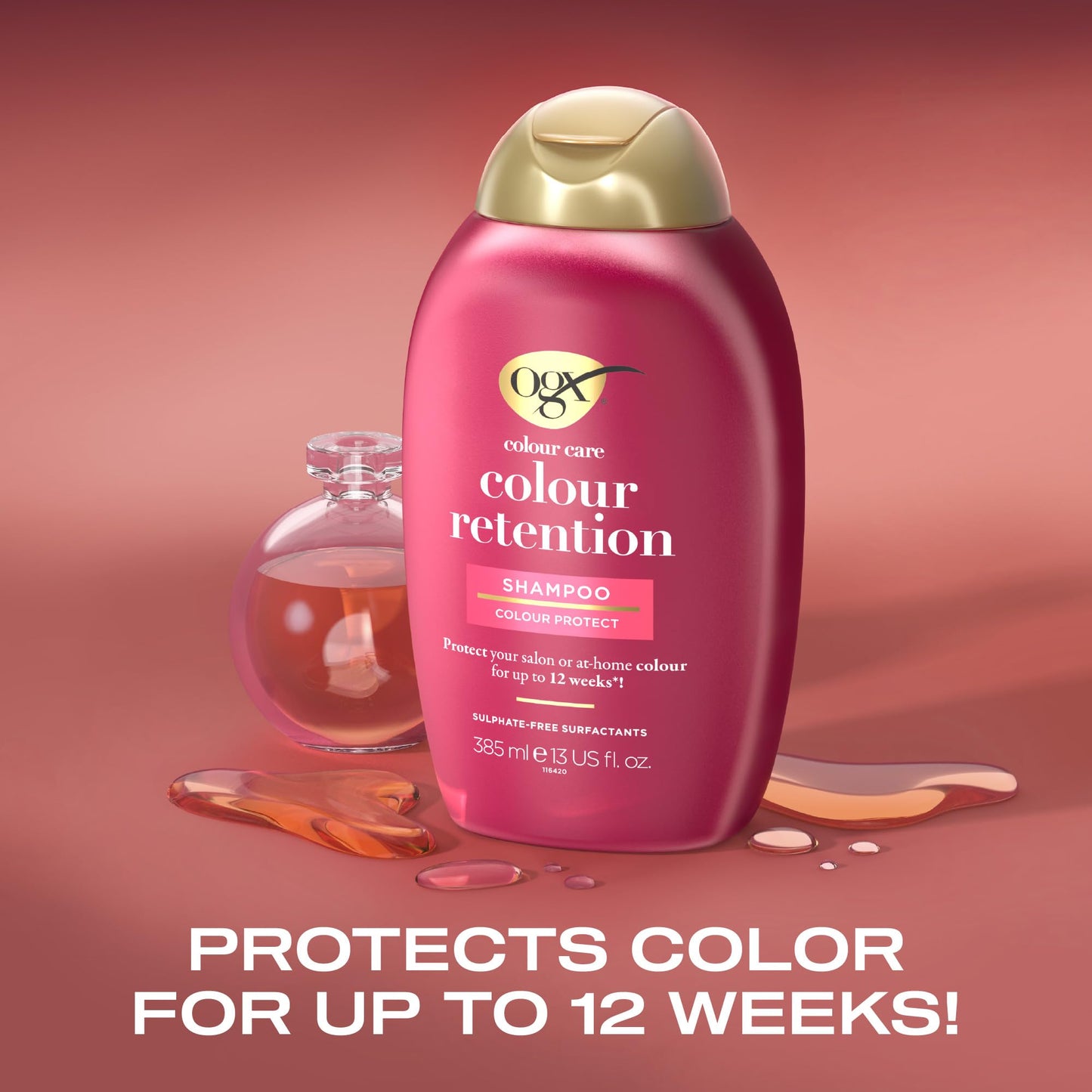 OGX Colour Care Colour Retention Shampoo, Colour Protect, Protects Salon or At-Home Colour for up to 12 Weeks, Sulfate Free, 385ml