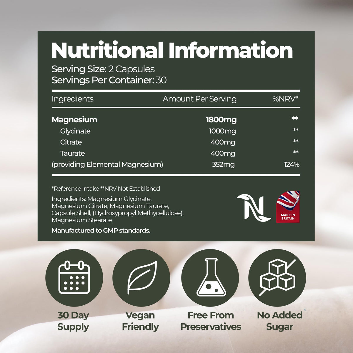 Nutrality Magnesium Glycinate 3-in-1 Complex | 60 Vegan Capsules