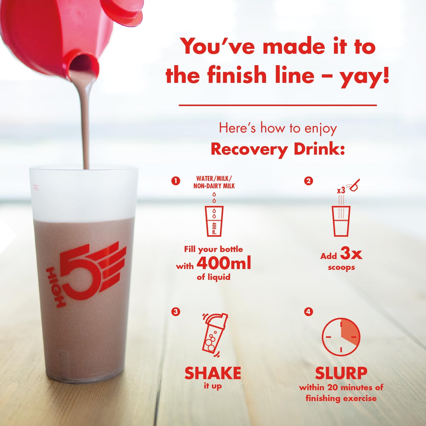 HIGH5 Recovery Drink - Carbohydrate and Whey Protein Powder (20g) for Muscle Recovery with Electrolytes Powder - Fast-Absorbing Post Workout Shake (Banana & Vanilla Milkshake, 450g - 9 Servings)