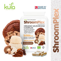 Kula Nutrition ShroomPlex Organic Mushroom Complex - Immune Boosting Mushroom Blend - 90 High Strength Vegan Capsules with Lions Mane, Shiitake, Chaga, Maitake and Reishi - Plus Organic Black Pepper & Vitamin C