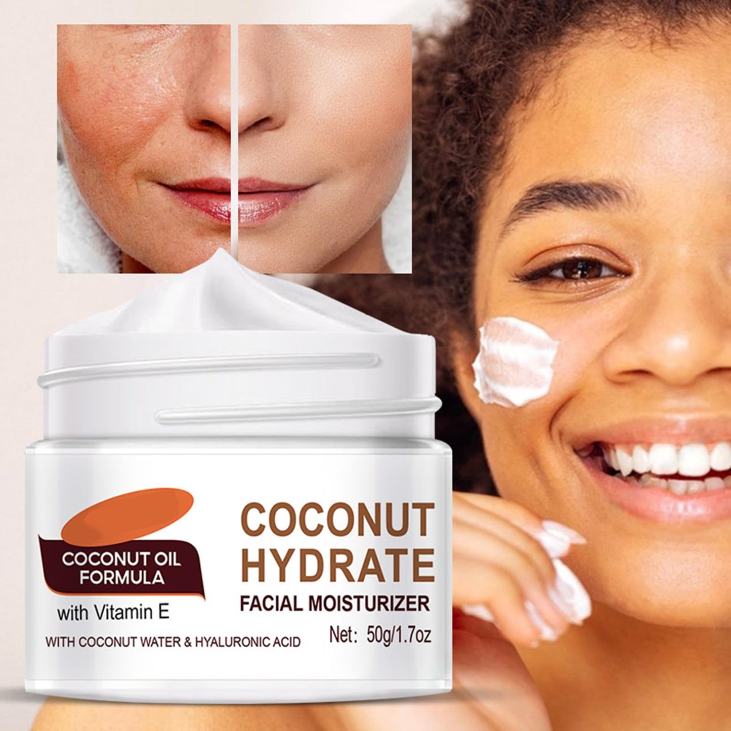 GNAUMORE Coconut Hydrate Facial Moisturiser,Coconut Oil Facial Moisturizer,Coconut Hydration Facial Lotion,Coconut Oil Body Lotion,Coconut Water Facial Moisturizer,Coconut Oil Formula Body Lotion