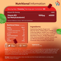 Vitamin B12 Gummies - 120 Gummies - 4 Months Supply - Vegan B12 Vitamin - High Strength Methylcobalamin - 1000mcg - B12 Supplement for Energy & Immunity - Reduction of Tiredness & Fatigue (EFSA)