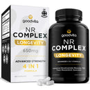 Goodvita Nicotinamide Riboside NR Supplement (4 in 1 Complex) 60 Caps, 2 Months Supply | UK Made | Boost NAD+ Anti-Aging | TMG Resveratrol Quercetin | Liposomal Highest Bioavailability