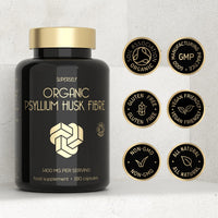 Organic Psyllium Husks Capsules 1400mg - Fibre Supplement for Men & Women - Pure Psyllium Husk Powder - 180 Tablets - High in Soluble Fiber - Certified Organic - Natural Prebiotic from Ispaghula Husk