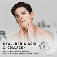 Fuss Free Naturals Sheet Face Mask For Men, Mens Skincare Bamboo Sheet Mask, Anti-Ageing With Hyaluronic Acid + Collagen, For Clean Shaven Men - Pack of 3 Sachets