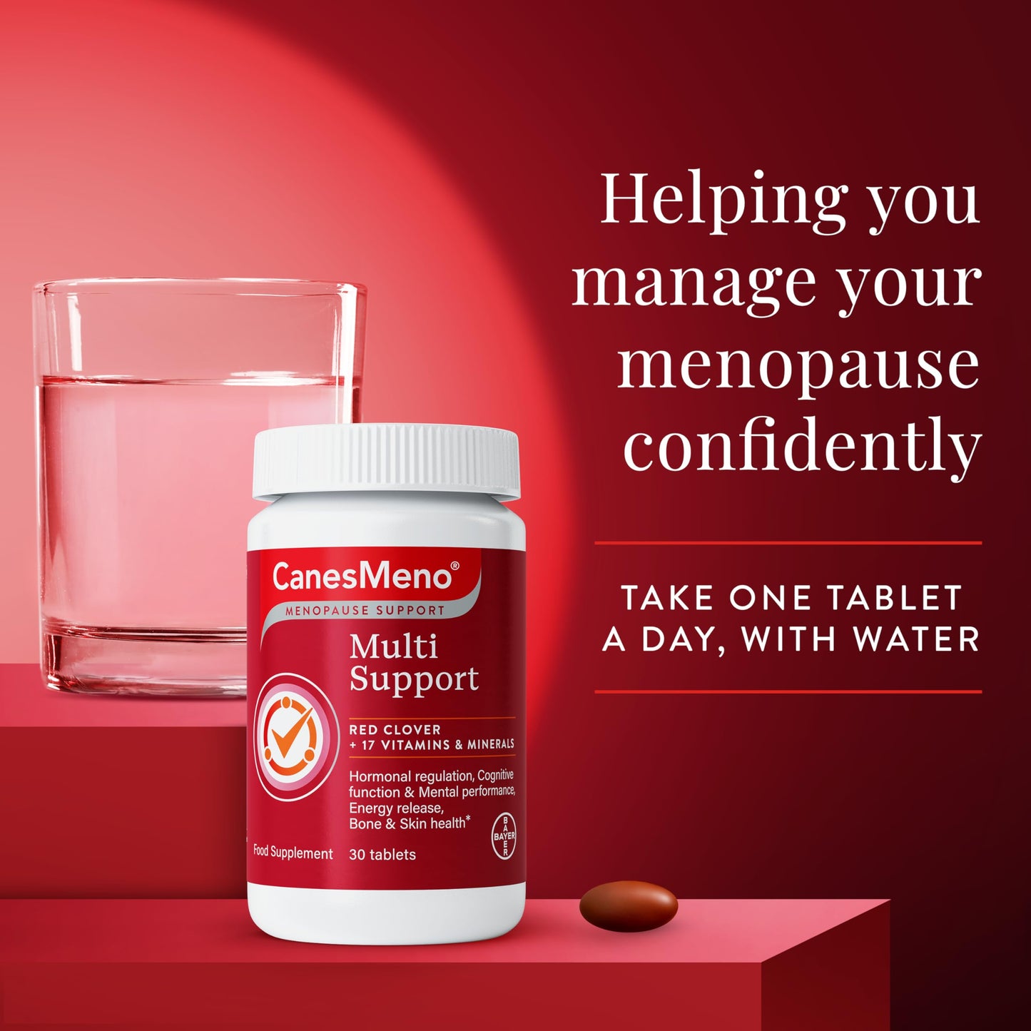 CanesMeno Menopause Support Multi Support 30 Tablets, containing Red Clover and 17 Vitamins and Minerals