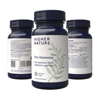 HIGHER NATURE Higher Nature - Pro Immune - Triple Action Immune Support Probiotic - Live Bacteria, Black Elderberry and Zinc - 7 Bacteria Strains - 10 Billion CFUs - Vegan Probiotics - 30 Capsules