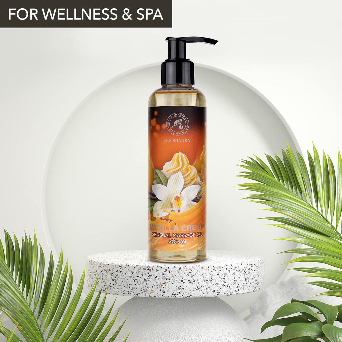 AROMATIKA trust the power of nature Vanilla Cream Sensual Massage Oil - 200ml - Edible & Kissable Massage Oil - Blend of Almond and Grapeseed Oils - Body Oil for Him & Her - for Couples - Relaxing Massage Oil
