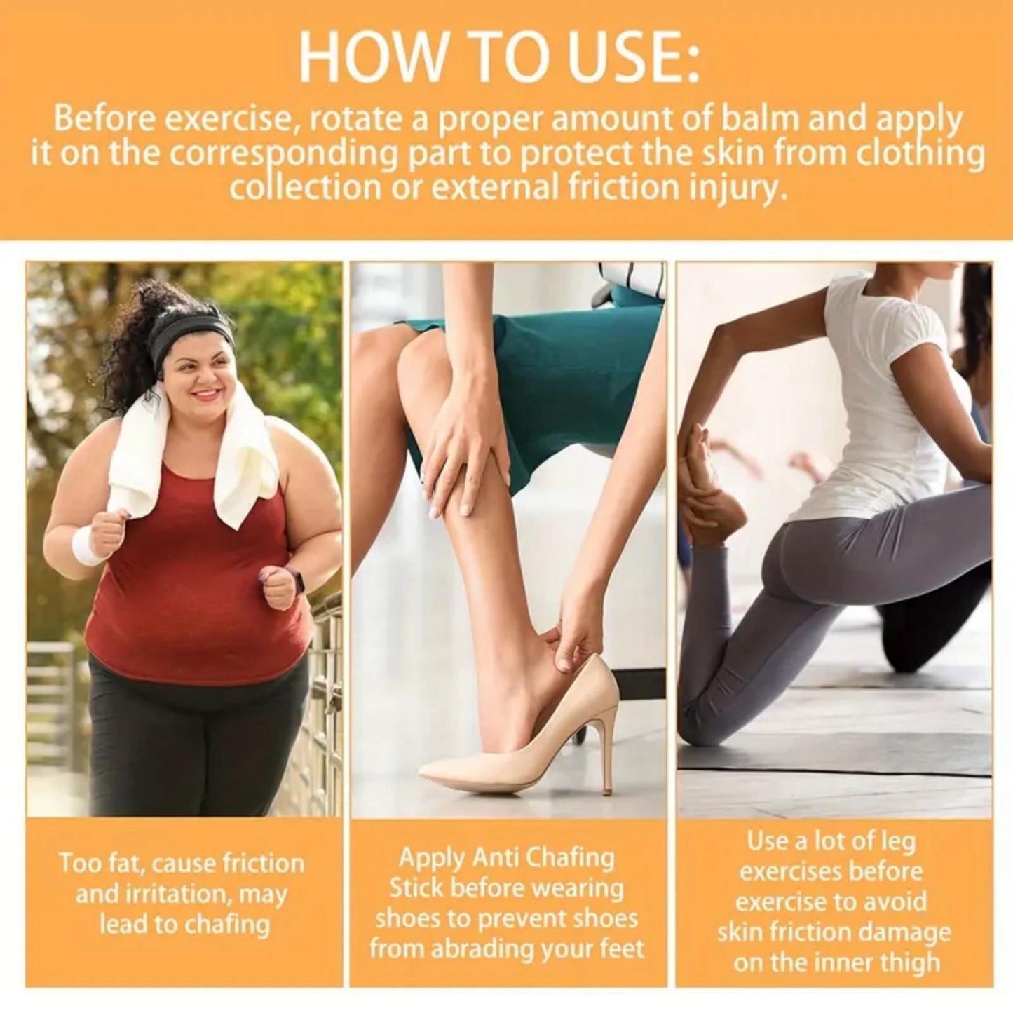 BigyQiu Waterproof Glide Anti Chafing Stick,Anti Chafe Stick,Anti Chafing Cream,Anti Chafe Balm,Anti Chafe Gel,Running Chafe Stick for Heel,Thigh Rescue Anti Friction Stick,Skin Protection