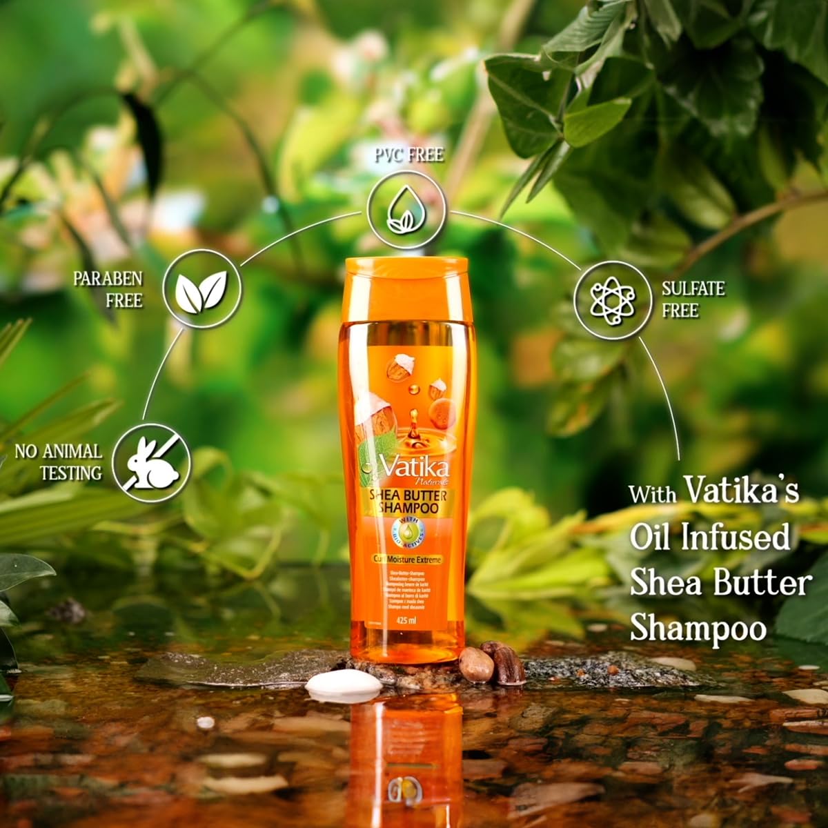 Vatika Naturals Shea Butter Shampoo - 425ml, For Extreme Curl Mosturization, Enriched With Natural Oil Extracts, For All Hair Type