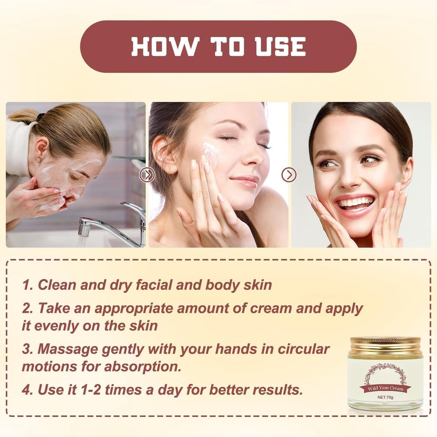 AWHXJLY Wild Yam Cream,Wild Yam Cream for Women,Women's Wild Yam Root Cream for All Skin Types