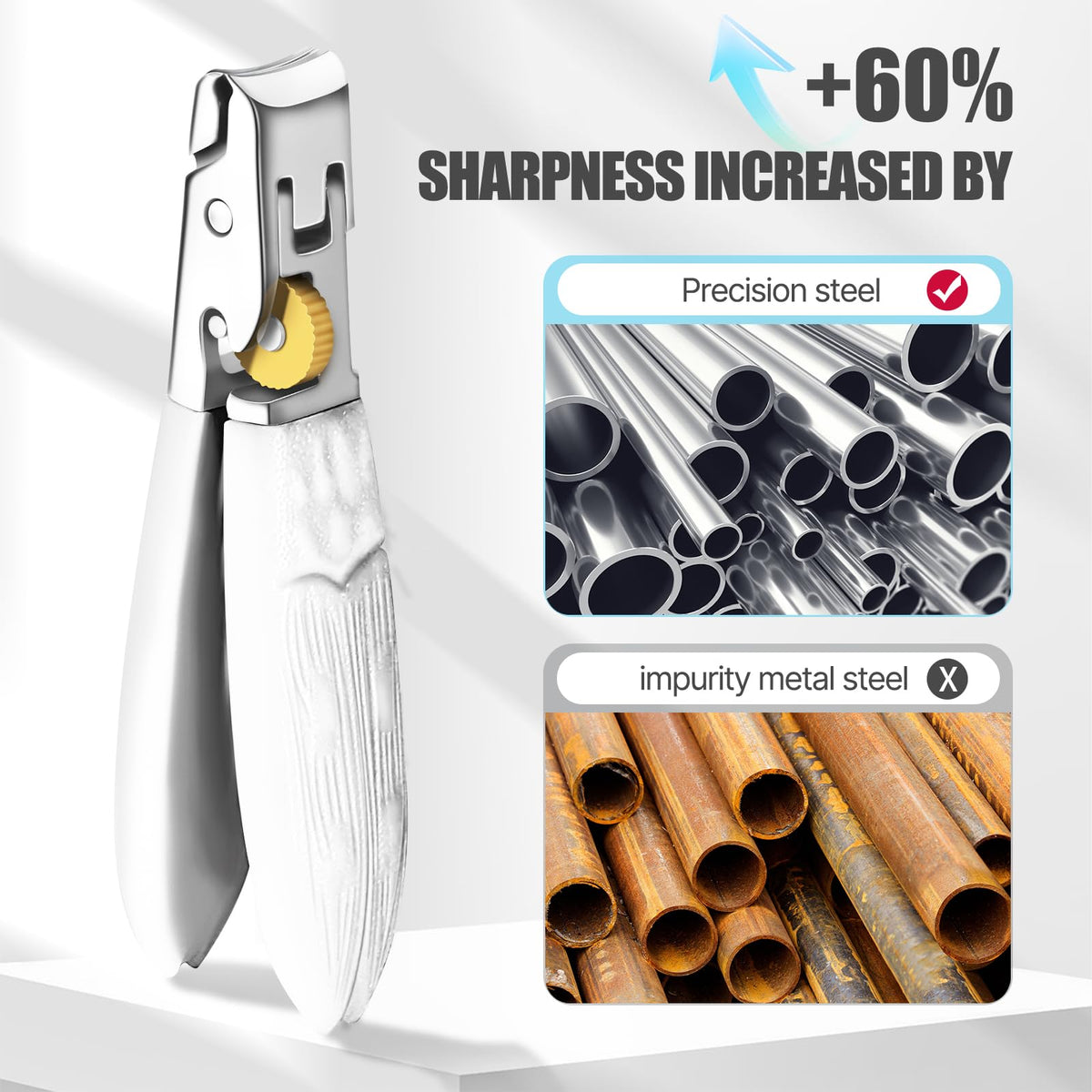 YAGE Nail Clippers Large Toe Nail Clippers for Thick Nails with Wide Jaw Opening,Premium Stainless Steel Sharp Ultra Wide Jaw Toenail Clippers Heavy Duty Nail Cutter Father's Day Gifts for Men (White)