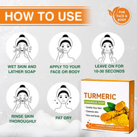 2PCS Wormeer Turmeric Soap Bar, Tumeric Soap for Face & Body,Turmeric Cleansing Bar, Rich in Narious Nutrients, It Is Equipped with a Foam Net to Improve Fine Lines