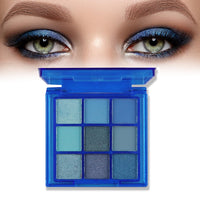 Fychuo Blue Eyeshadow Palette Glitter Eyeshadow Royal Blue Eye Shadow Pallets for Women Navy Blue Eyeshadow Sparkle 9 Colors Eye Makeup Shiny Shimmer Waterproof Palettes