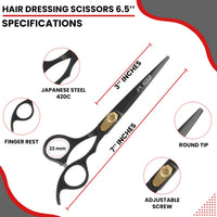 Nixcer Hair Cutting Scissors -Sharp Razor Edge Blade Hair Shears Series - 6.5" with Fine Adjustment – Stainless Steel Hair Scissors Professional for Men, Women & Babies (Black)