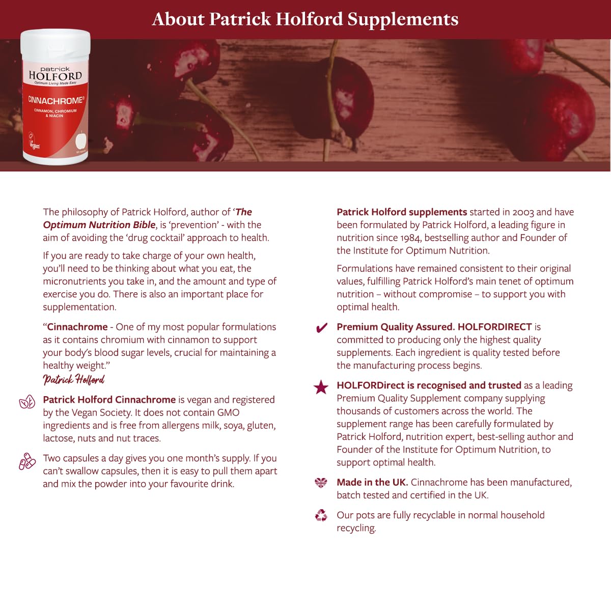 Patrick Holford Cinnachrome (60 Capsules) - Glucose Control
