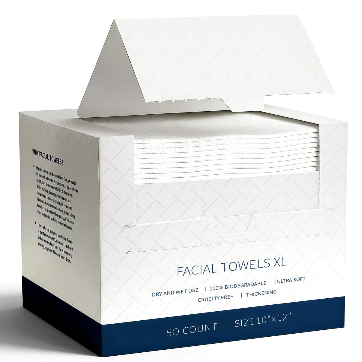 AONAT Clean Towels XL,Face Towels,Disposable Face Towelette,26 X 30 cm Super Soft Biodegradable Dry Facial Hand Clean Towels,Makeup Remover Dry Wipes,for Sensitive Skin,50 Ct,1 Pack