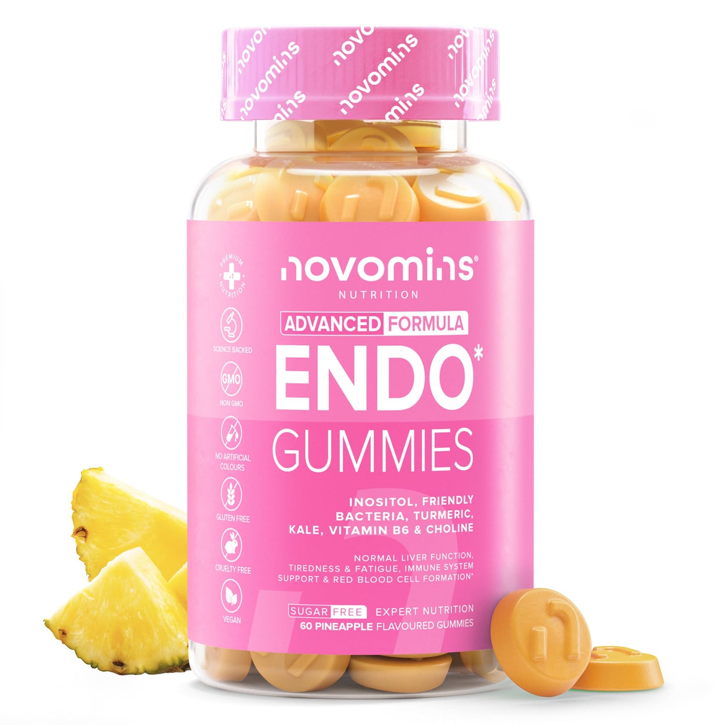 novomins Endo Gummies | Myo-Inositol | 60 Gummies | Hormone Balance Women | Novomins