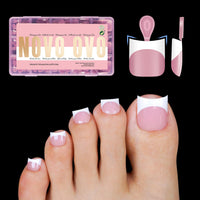 NOVO OVO Halloween Short Toe Nail Tips White French Tip with Moon Curve, BERRY PINK Thick Sharp Square Toenail Extension, Soft Gel False Nail Kit, Need Glue Builder Gel Top Coat x15 Sizes 240 pcs