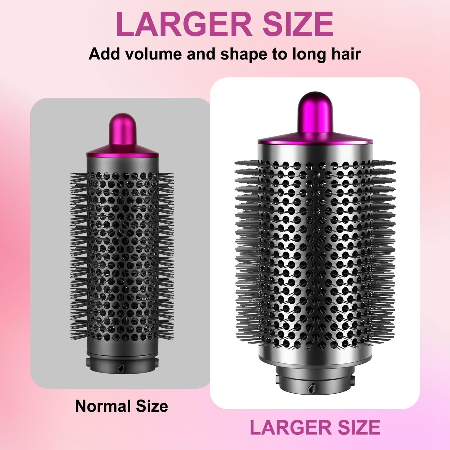 ZEPHBLOW Large Round Brush Compatible with Dyson Airwrap Attachments, Bigger Oval Round Volumizing Brush Compatible with Air Wrap, Shiny Voluminous Styles, Rose