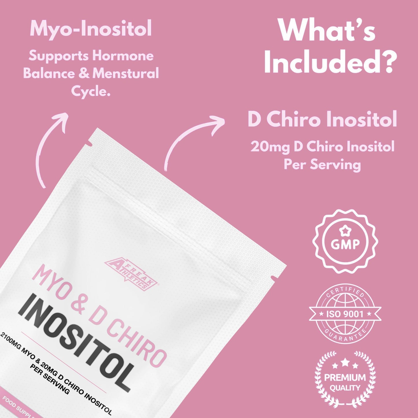 Freak Athletics Myo-Inositol & D Chiro Inositol - Supports Women with PCOS -120 Capsules - Promotes Hormonal Balance & Normal Ovarian Function