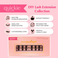 Quickie by LLBA DIY Lash Extensions | Handmade Cluster Individual Lashes | C/D Curl | 8-16mm Mixed Lengths | Easy Home Eyelash Extensions Application (Everyday Classic 003, D 8mm-14mm)