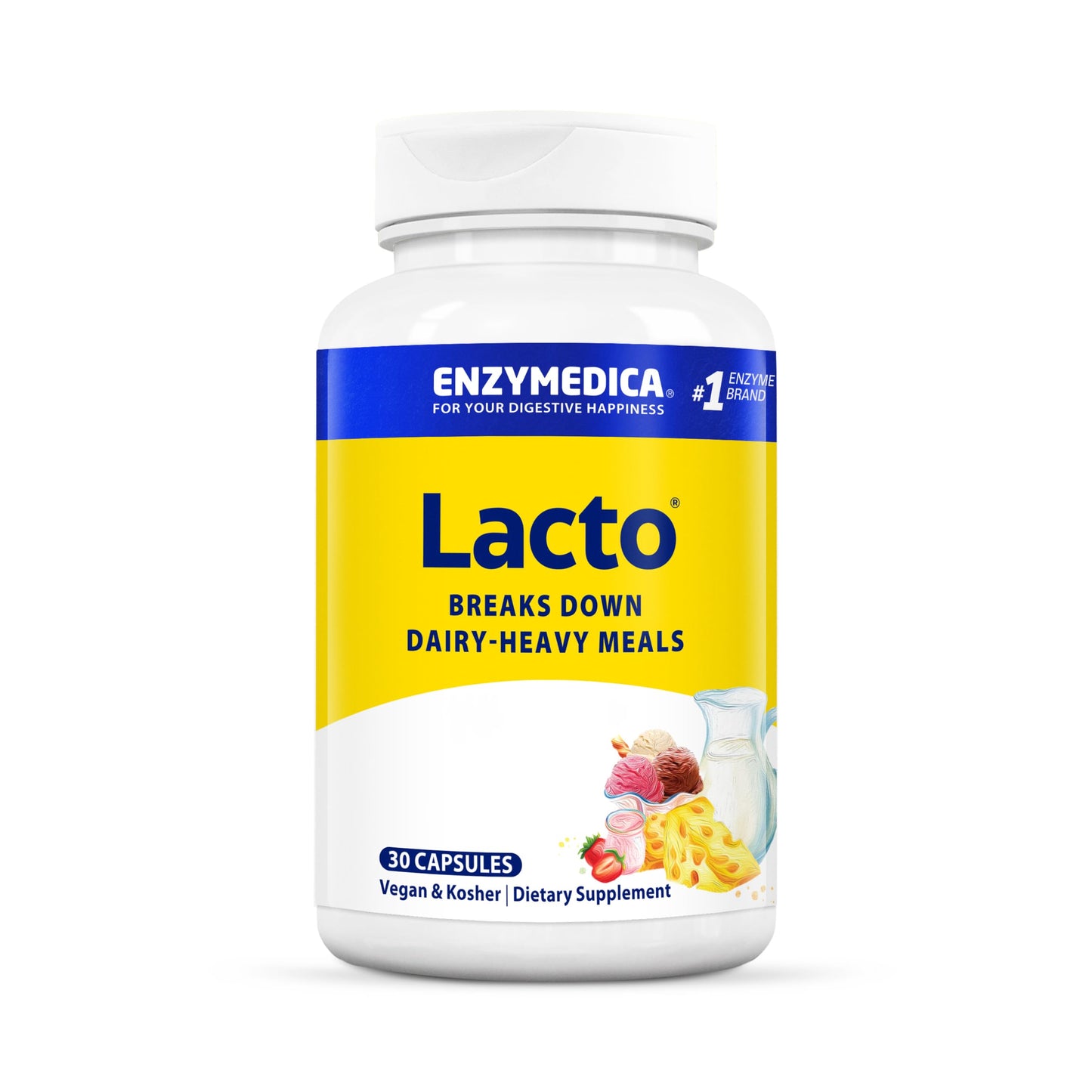 Enzymedica ENZYMEDICA - Lacto (30 Capsules) | Food Intolerance Digestive Enzymes Supplements | Maximum Lactose Digestive Enzymes Blend for Dairy Intolerance, Nutrient Supplements, Gut Health Supplement, Vegan