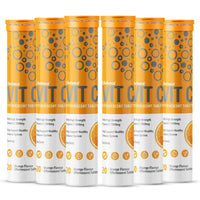 Vitamin C 1000mg Effervescent Tablets - Orange Flavour - 6 Tube of 20 Tablets (120) - Club Vits