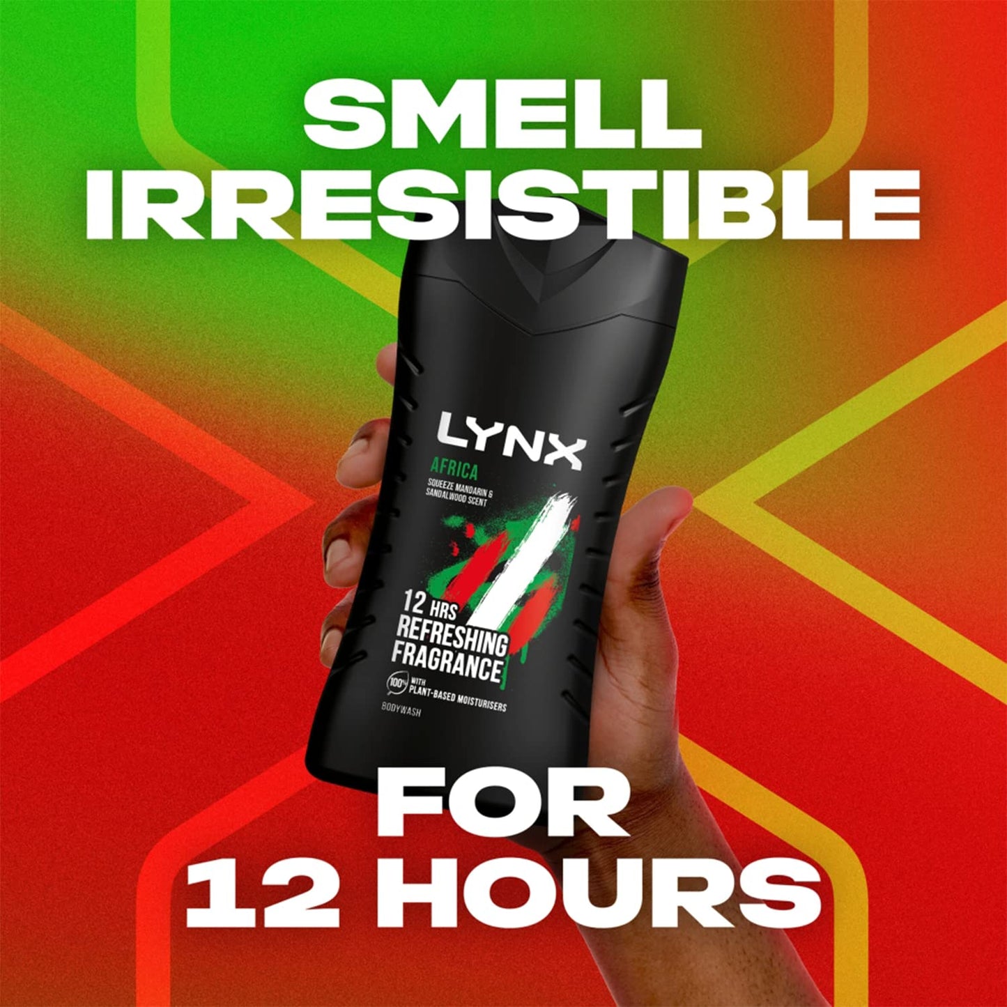 2x Lynx 12hr Refreshing Africa Squeezed Mandarin & Sandalwood Bodywash, 225ml