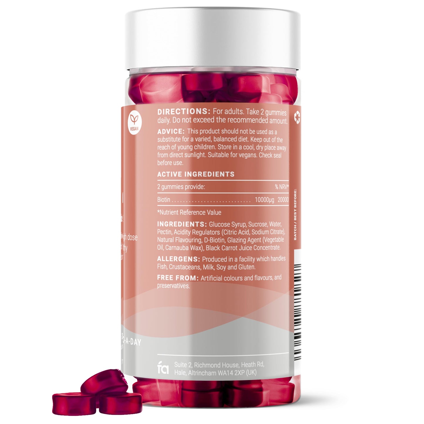 Biotin Gummies - 10000µg Biotin per Serving, Vegan-Friendly Gummies for Women, Supports Skin Function & Hair Health, 60 Count One-Month Supply with Refreshing Watermelon Flavor | Feel Amazing