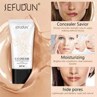 EONFAVE CC Cream - CC Cream Foundation - CC Cream Lightweight Skin Perfector Tinted Moisturiser - Full Coverage Invisible Pores Face Concealer Makeup CC Cream Light with SPF 50