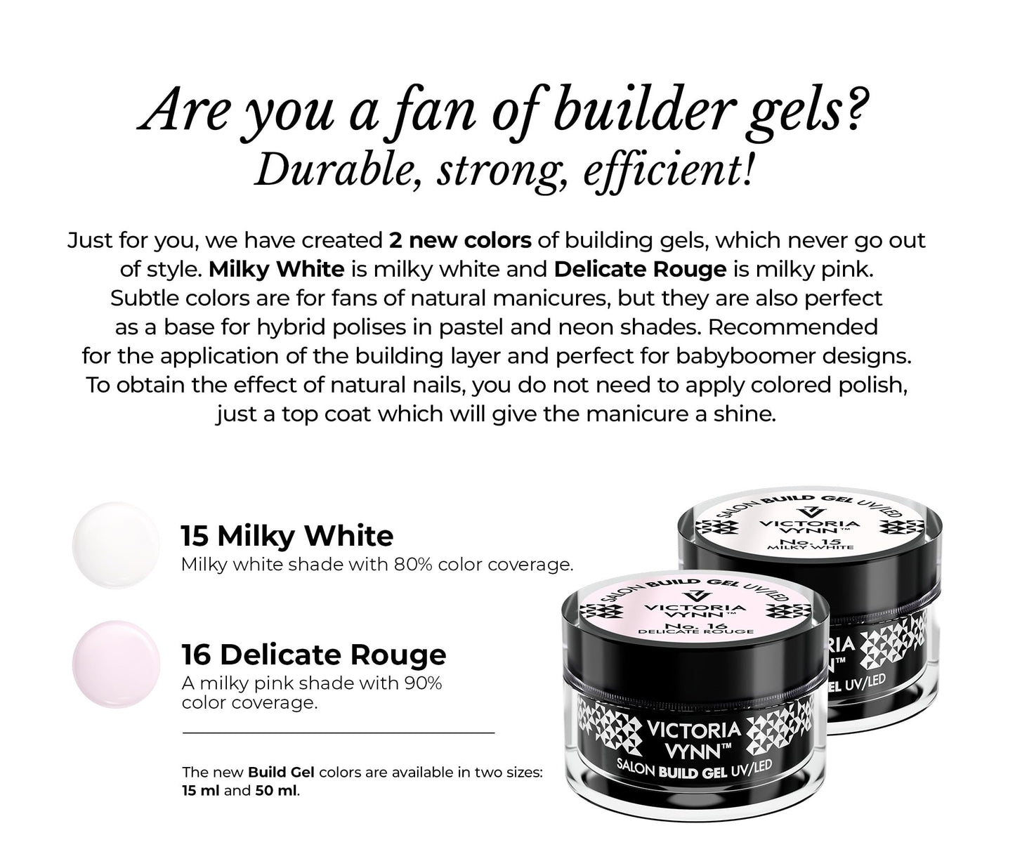 VICTORIA VYNN Victoria Vynn Build Gel UV/LED GEL BUILDER Nails Building Extension (No. 15 Milky White, 50ml)