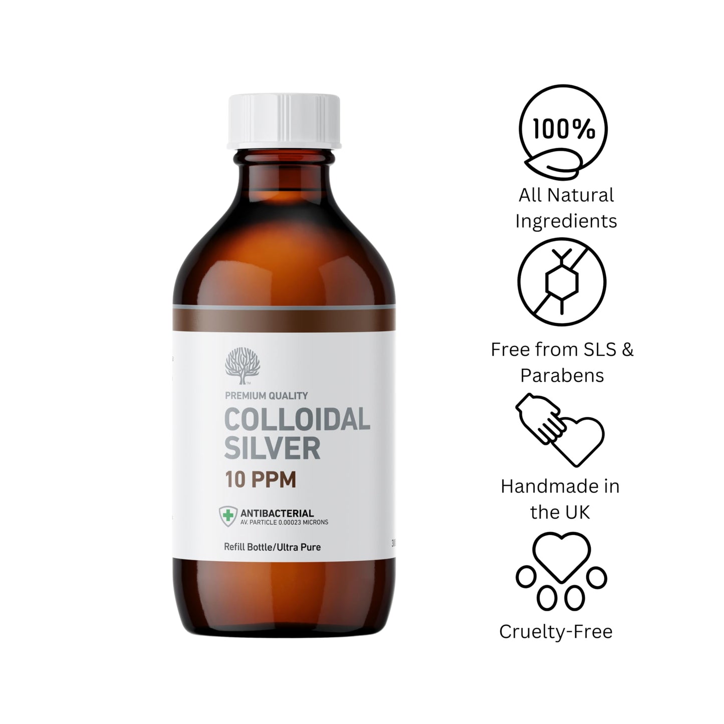 Nature's Greatest Secret Premium Quality 10ppm Colloidal Silver Bottle 300ml