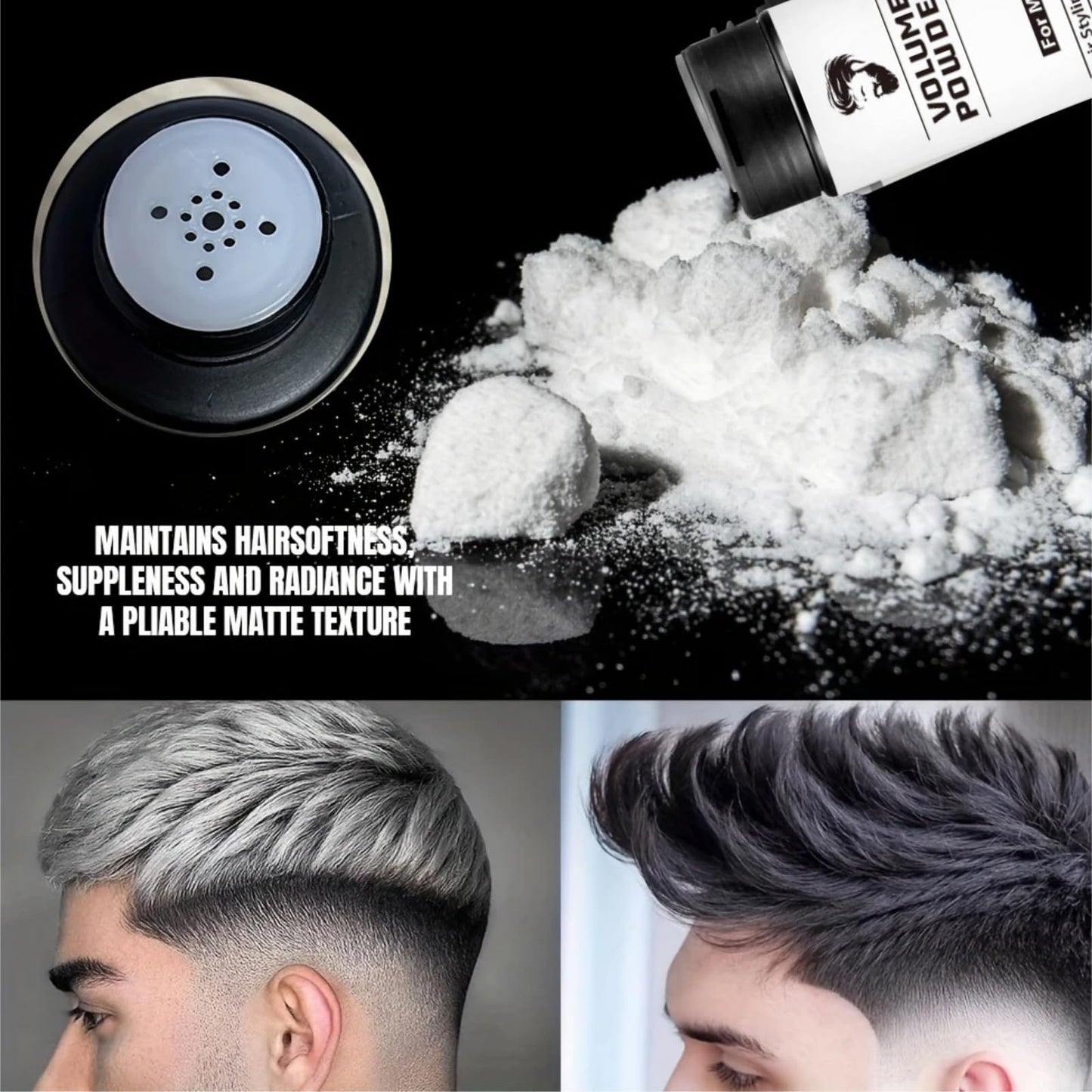 QinZiEn Hair Styling Powder for Men,Volume Powder for Men,Volumising Styling Powder,Natural Look Mens Styling Powd/er,Mens Hai/r Products,Fluffy Ha/ir Po/wder,Texturizer for Natural H/air15g