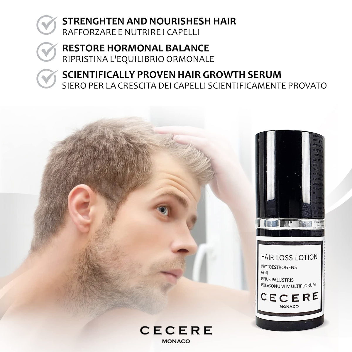 Cecere Laboratories-(30ml/1.02fl.oz)Hair Loss Lotion For Men,Women, Hair Growth Serum for Strengthening ,Nourishing the Hair Contains Phytoestrogens, Goji and Pinus Palustris (30ML)