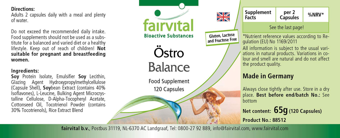 fairvital Fairvital | Oestro Balance - HIGH DOSAGE - 120 capsules - soybean isoflavones (genistin, daidzin, glycitein) with vitamin E