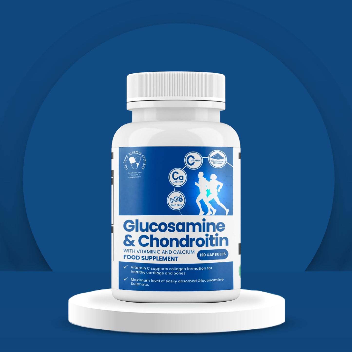 The Good Vitamin Company Glucosamine & Chondroitin: 120 Capsules - Supplement with High Strength Glucosamine Sulphate with Chondroitin, Vitamin C and Calcium for Joint Support, Made in UK, GMO Free