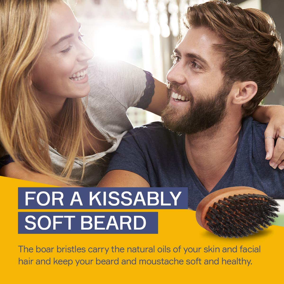 SEVEN POTIONS Seven Potions Boar Bristle Beard Brush For Men — Made of Pear Wood with Soft Second-Cut Boar Hair — Soft Bristles To Tame and Soften Your Facial Hair