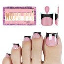 NOVO OVO Short Toe Nail Tips Black French Tip Press on with Moon Curve, BERRY PINK Thick Sharp Square Toenail Extension, Soft Gel False Nail Kit, Need Builder Gel Top Coat, No Glue Included x15 Sizes 240 pcs