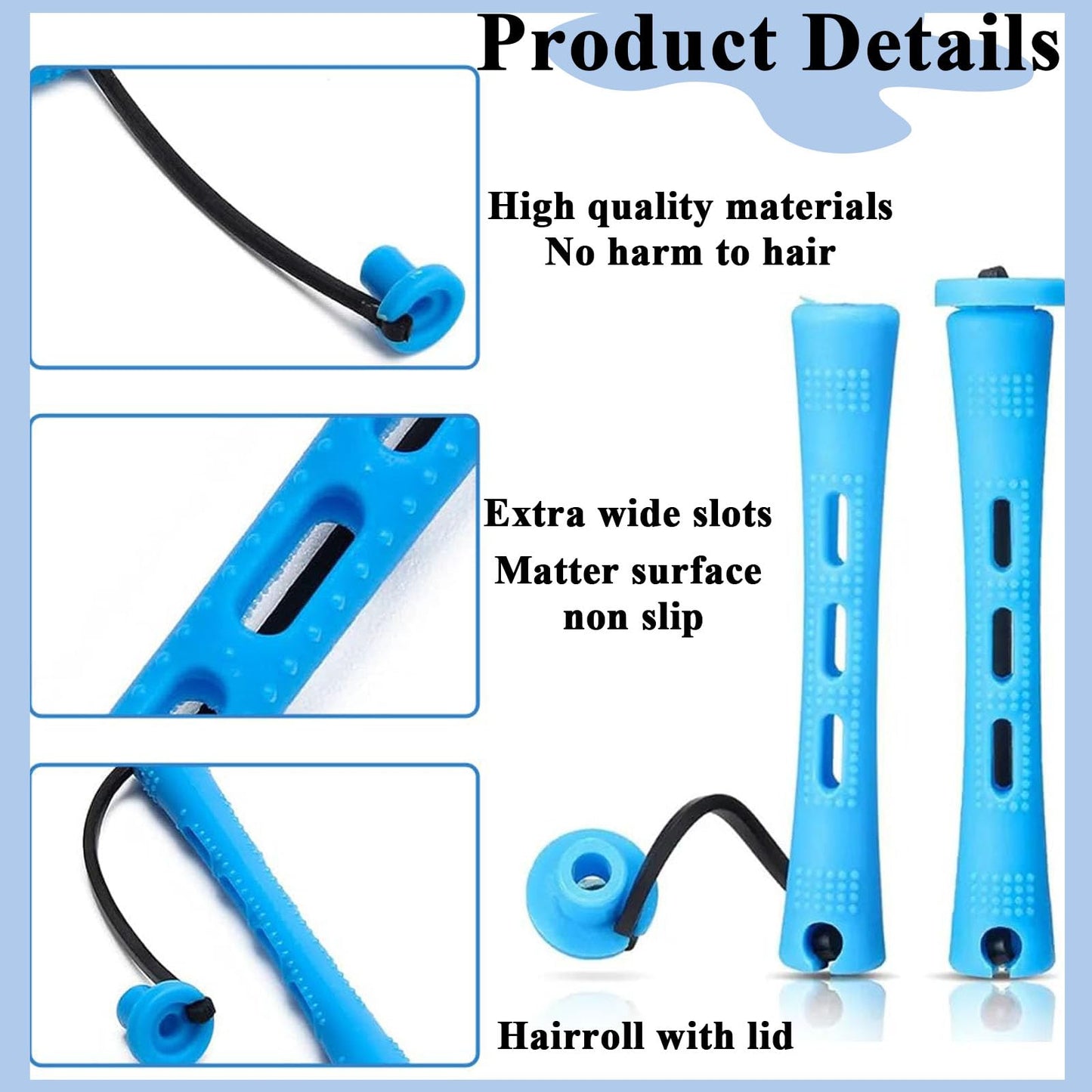 SKJAXF 40 Pcs Perm Rods, 0.35 Inch Perm Rollers with 40 Pcs Perm Papers 1 Rat Tail Comb, Home Perm Kit for Women for Natural Hair Long Short Hair Styling Tool Hair Curlers