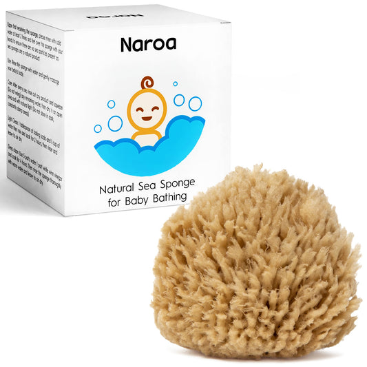 Naroa NAROA Natural Baby Bath Sponge in Gift Box | Soft Sea Unbleached Sea Washcloth for Babies | Newborn Shower Time Essentials | Pregnancy Registry Boy Girl