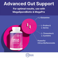 Microbiome Labs MegaMucosa – Complete Mucosal Support Supplement with L-Glutamine, Amino Acids & Citrus Bioflavonoids (MicrobiomeX®) – Supports Healthy Gut Barrier Function (180 Vegan Capsules)