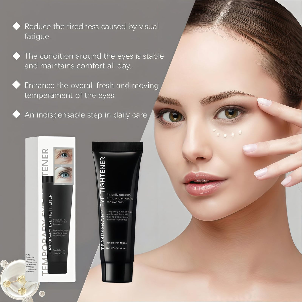 Yujinpu Instant Eye Temporary Eye Tightener,Instant Firm Eye Cream,Tightening Eye Cream Anti Aging,Ey/e Care Lotion for Tightening Ey/e Bags,E/ye Tighten/ing Cream In/stant,Temporary E/ye Tightener