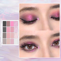 LYNTYAOU Pink Eyeshadow Palette Make-Up Palettes, Pink Black Shimmer Eye Shadow Pallets for Women, Glitter Eyeshadows 16 Colour Waterproof Long Lasting Highly Pigmented Cool Girl Eye Makeup