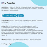 WeightWorld L-Theanine 408mg - 180 Capsules - 6 Months Supply | with Vitamin B6 & Black Pepper | 1 Capsule per Day | Vegan, Gluten-Free & Non-GMO - L Theanine Supplement for Men & Women - Made in Europe
