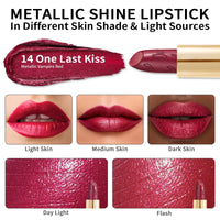 OULAC Metallic Shine Glitter Lipstick Set, Nude High Impact Lipcolor, Lightweight Soft and Ultra Hydrating, Long Lasting, Vegan 03+14